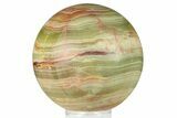 Polished Green Banded Calcite Sphere - Pakistan #301463-1